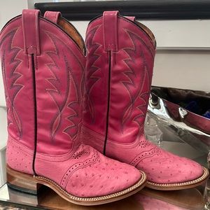J CHISHOLM OSTRICH LEATHER WESTERN COWGIRL BOOTS